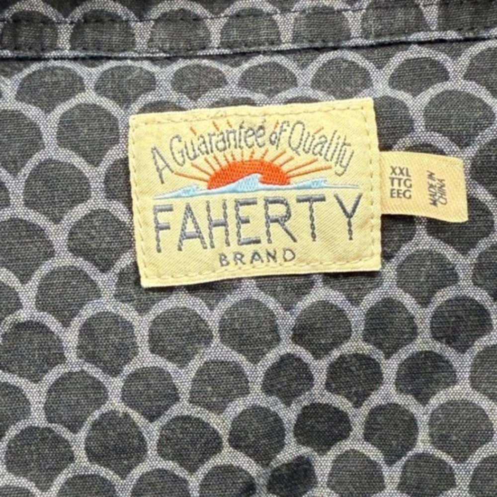 Faherty Shirt Mens XXL Pre-Owned‎ Blue/Gray Geometric Pattern Organic Cotton - Picture 4 of 12